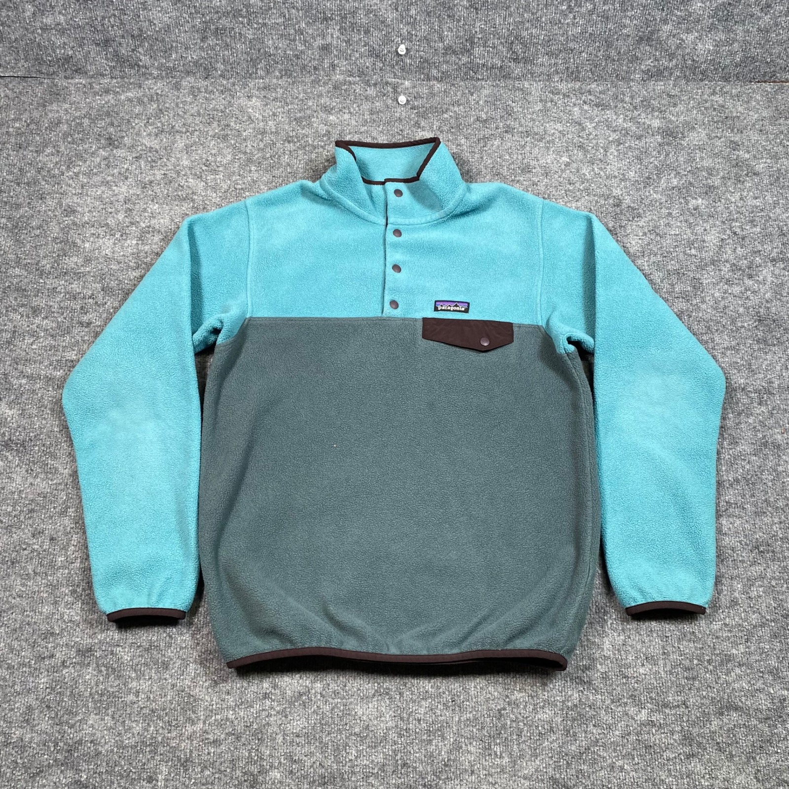 Patagonia Synchilla Lightweight Snap-T Fleece Pullover Mens Medium Teal Grey